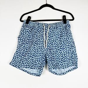 MC2 St Barth Blue and white palm tree men's swim trunks Size Medium